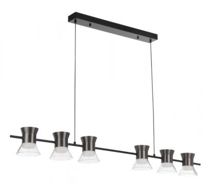 TIPICO 6 LIGHT LINEAR LED PENDANT GUN METAL